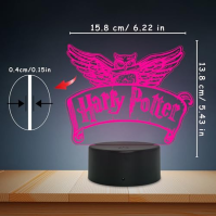 WYDCAA Harry 3D iluze Potter lampa 16 barev LED akrylové RGB dotykové noční světlo, noční lampička pro chlapce a dívky, dekorace